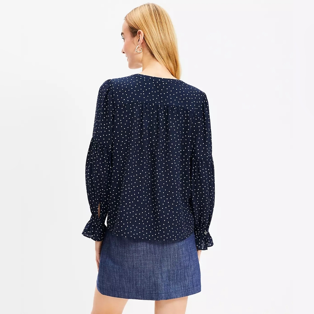 Loft Dotted Ruffle Cuff BlouseDotted Ruffle Cuff Blouse - Picture 3 of 6